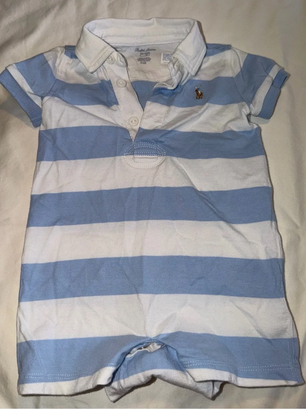 Ralph Lauren Blue & White Striped Polo One-Piece
